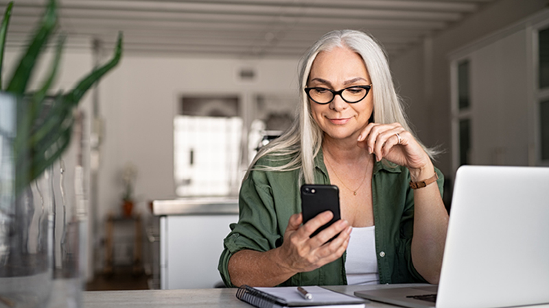 lady looking at phone
