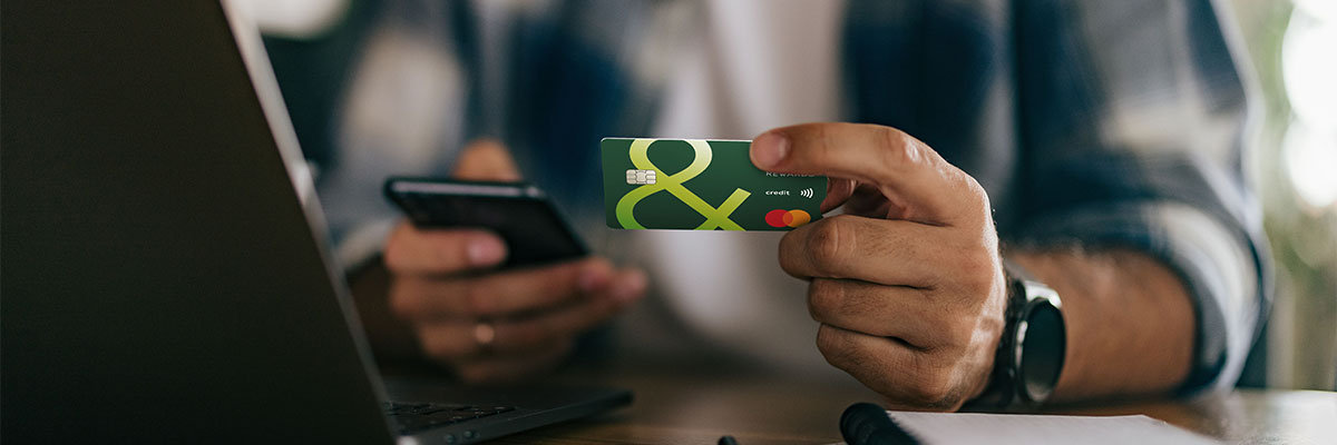 Close up of credit card in person’s hand