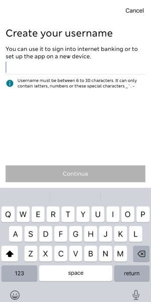 Create new log in details screen from the app