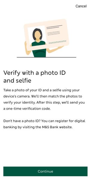 Verify identity screen from the app