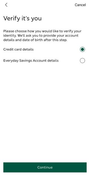 Verify it’s you screen from the app